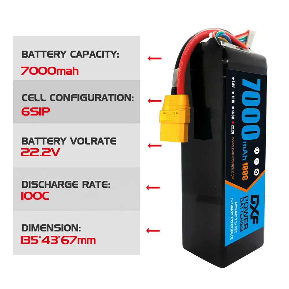 DXF 6S Lipo 배터리 22.2V 7000mAh  - 6S Lipo Battery 22.2V 5000Mah 리뷰 및 가격